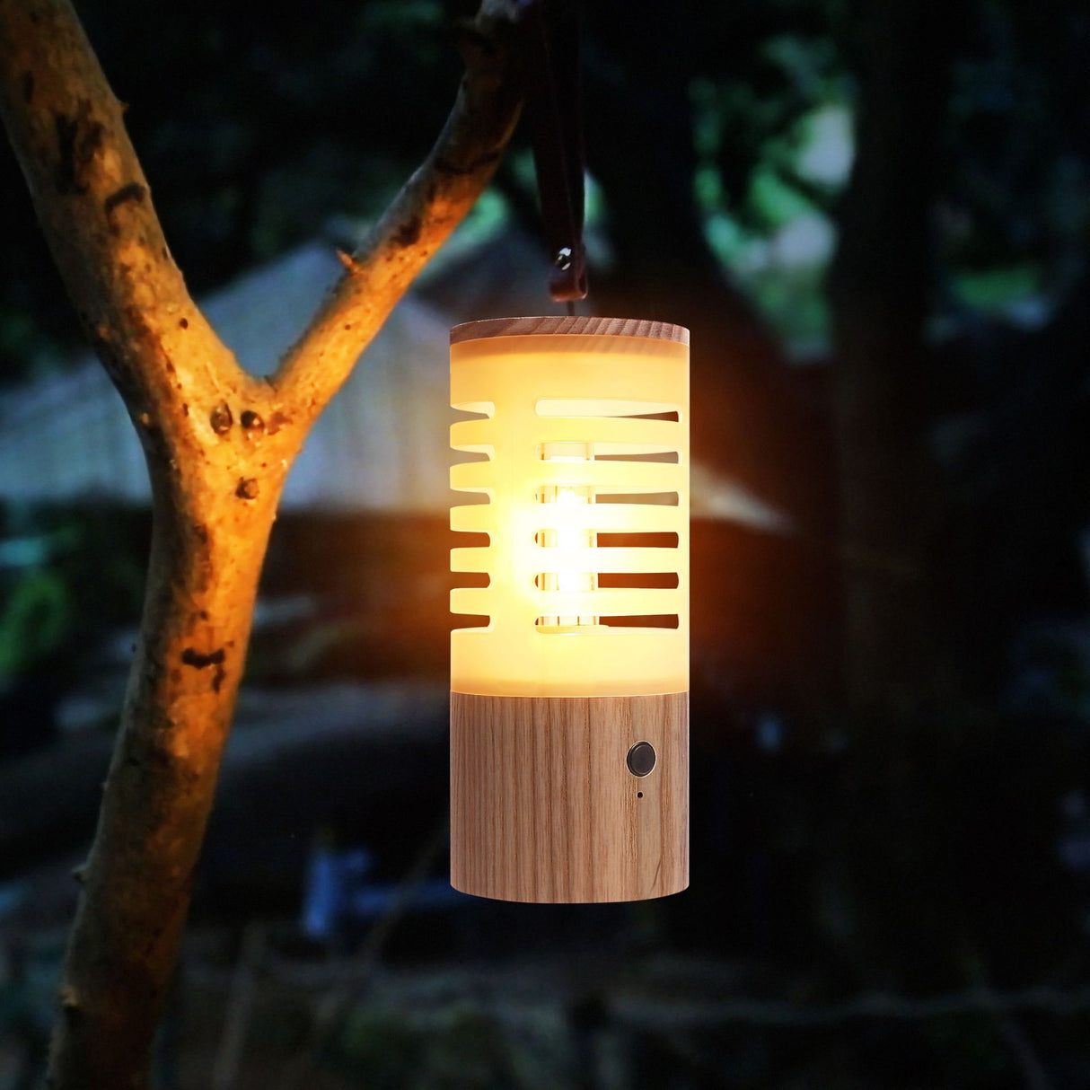 Luz de camping de madera