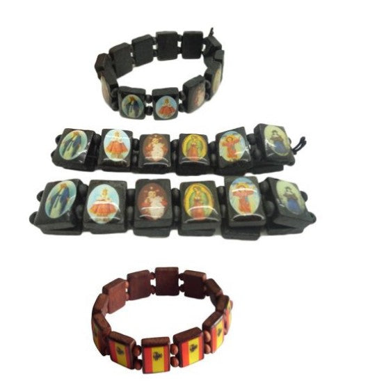 Wood Stretch Bracelet With Beads