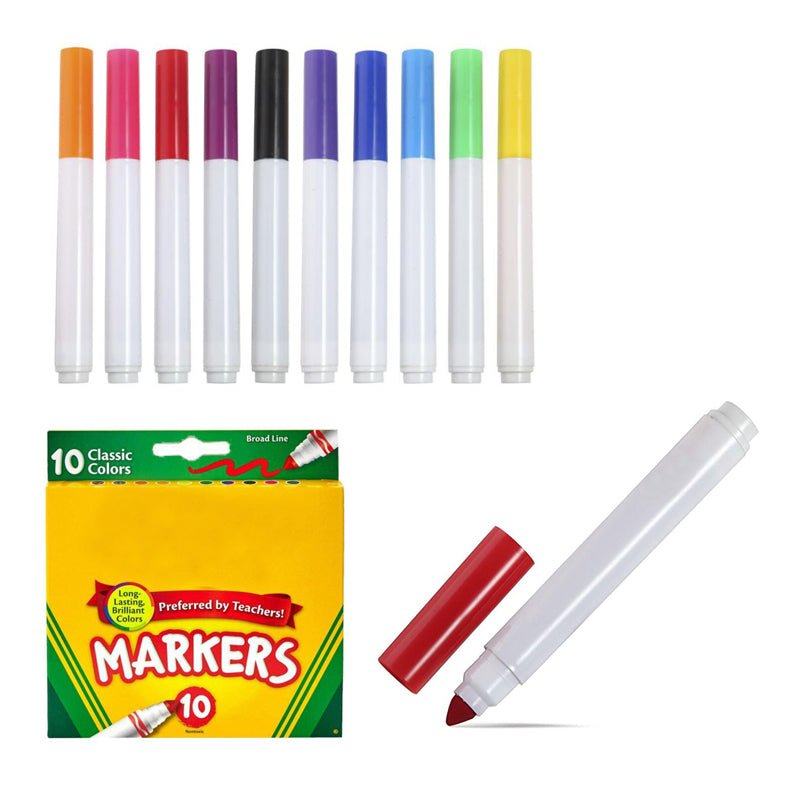 10 Colors Markers With Colorful Box - Yorkn Inc✅