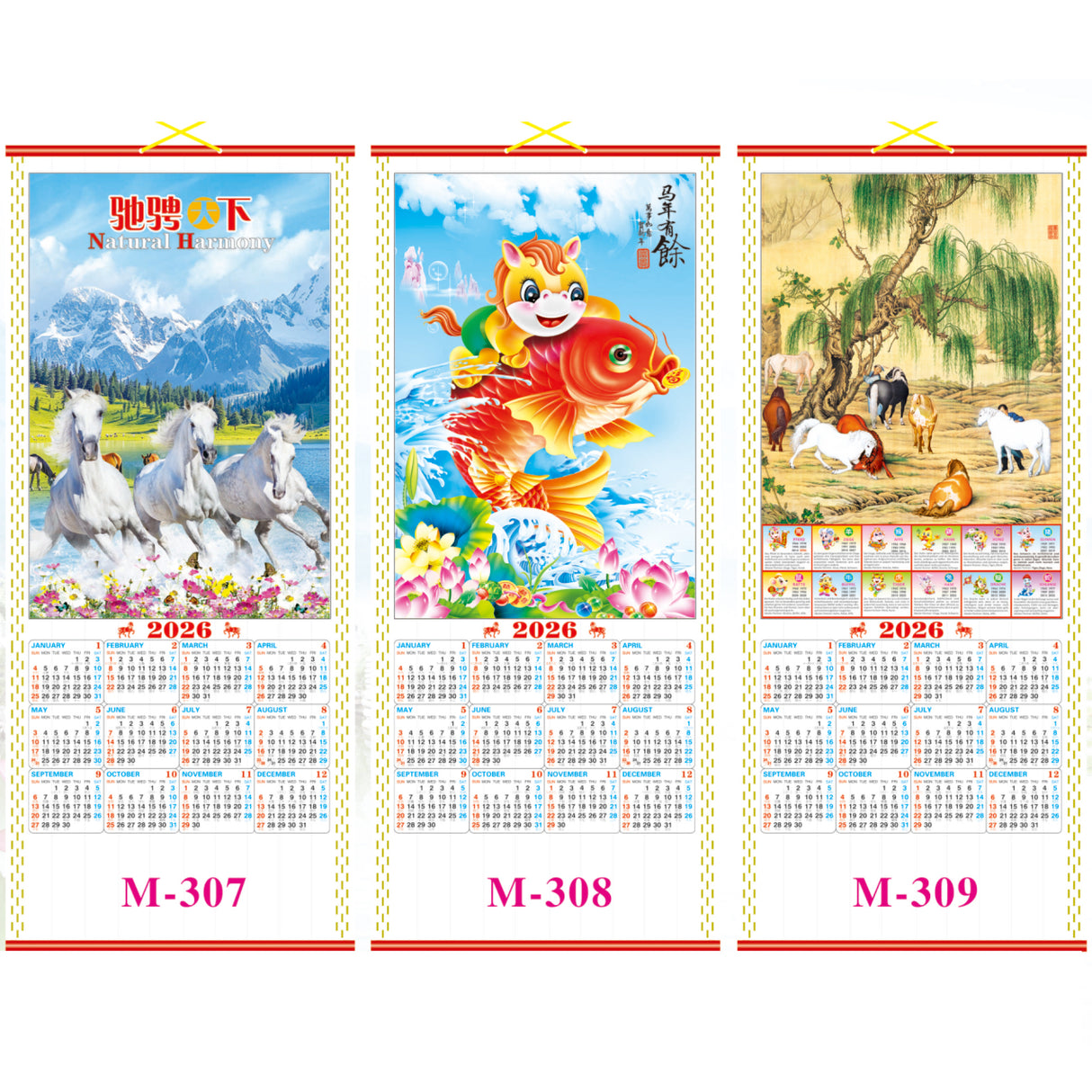 Scroll Wall Calendar 2026 Horse Year