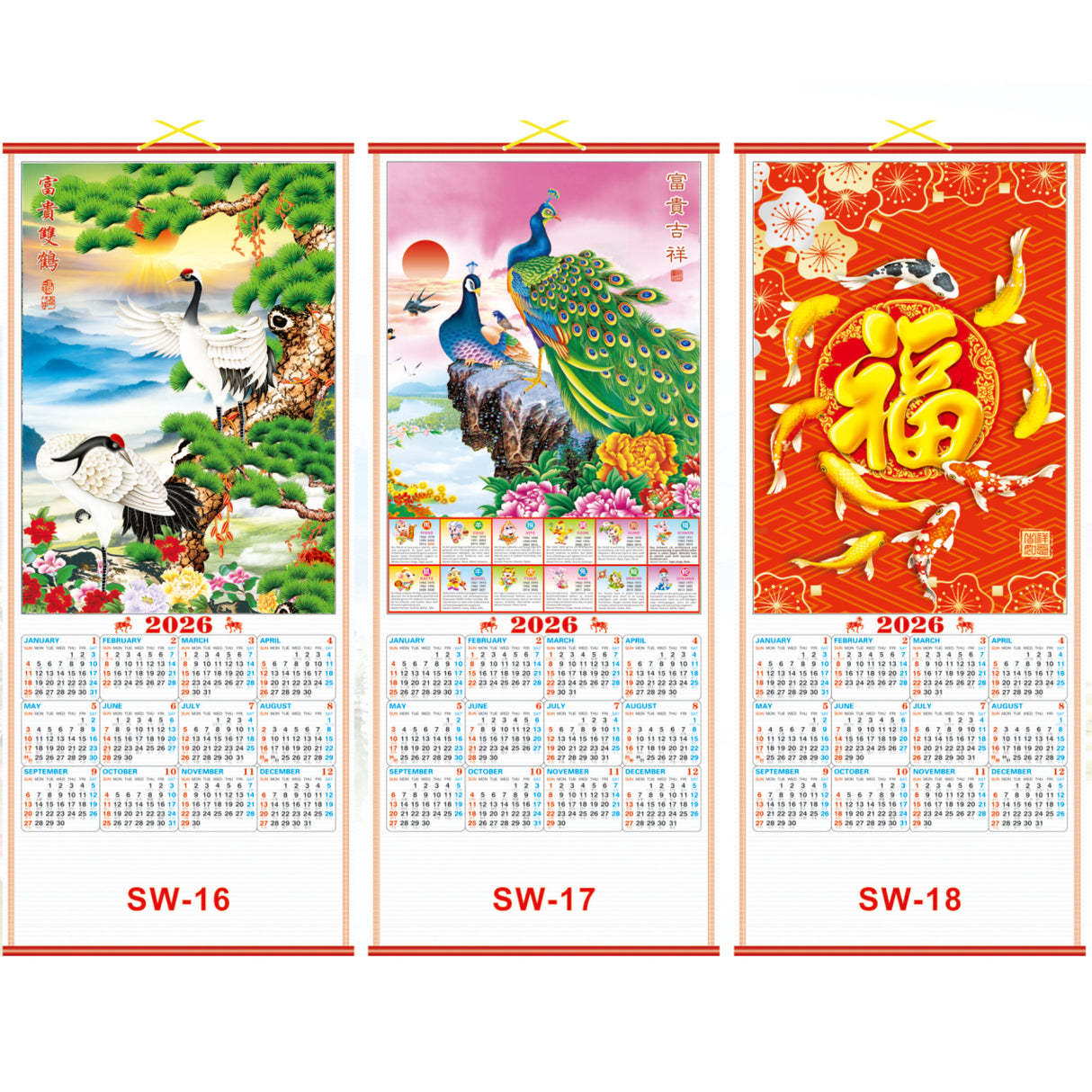 Scroll Wall Calendar 2026 Horse Year