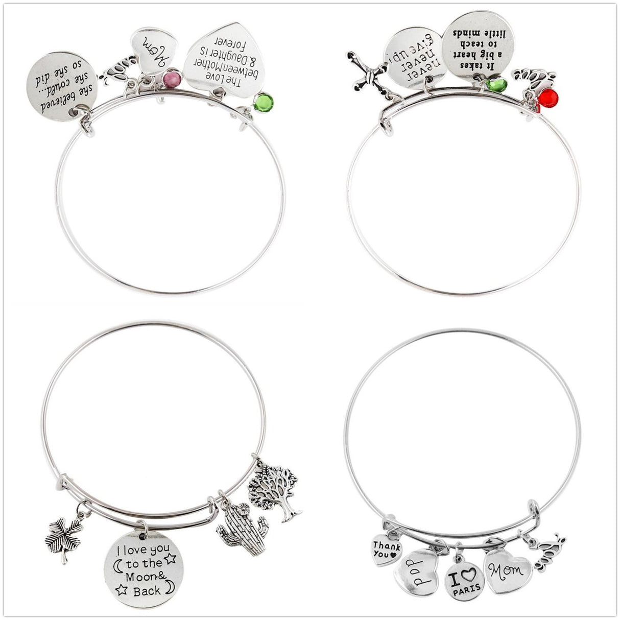 Pulsera de metal con colgante de corazón de avión y cámara