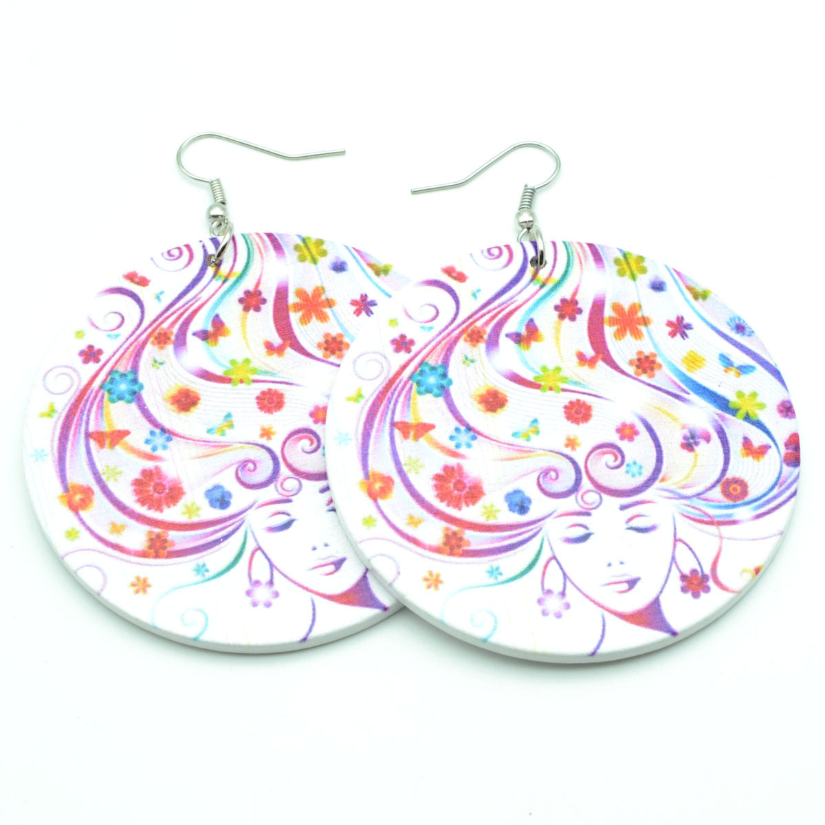 Wooden Round Shape Earrings African Charm