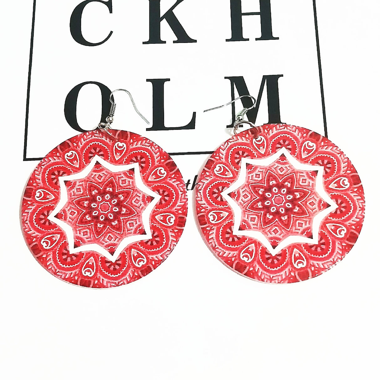 Wooden Round Shape Earrings African Charm