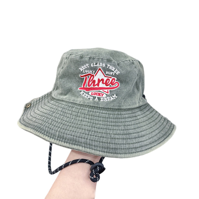 Sombrero de pescador de ala ancha de mezclilla con correa