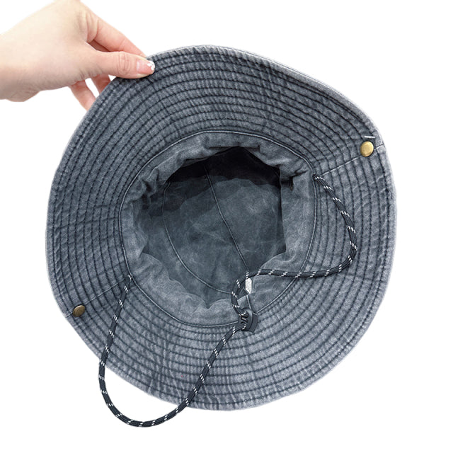 Sombrero de pescador de ala ancha de mezclilla con correa