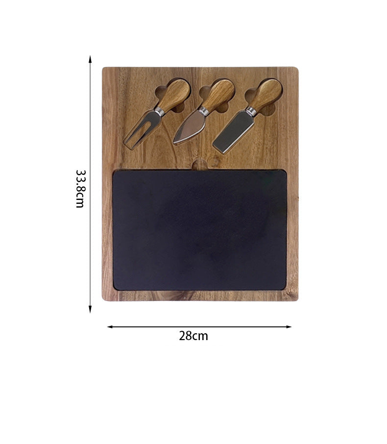 Acacia Wood Slate Rectangle Cheese Set