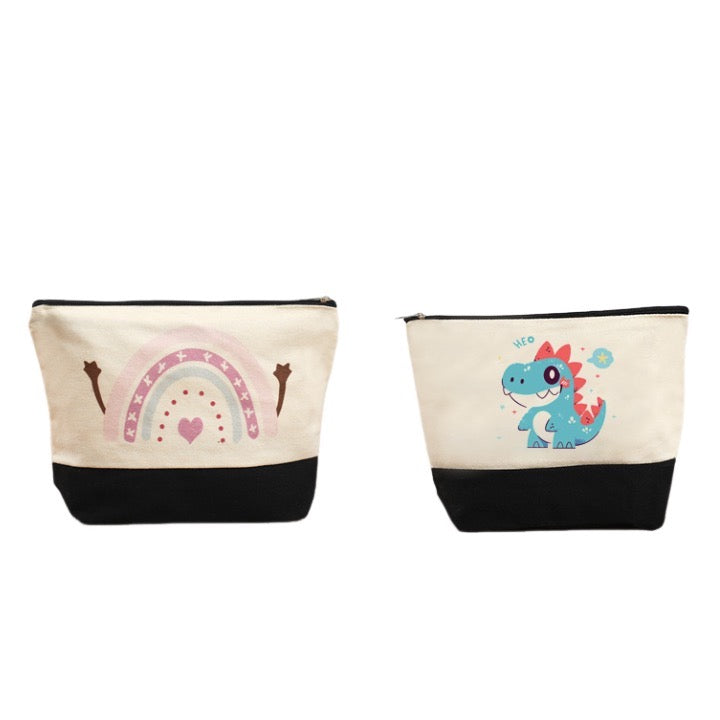 Digital Print Canvas Cosmetic Tote Zipper Bag