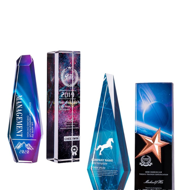 Trophée en cristal imprimé en couleur