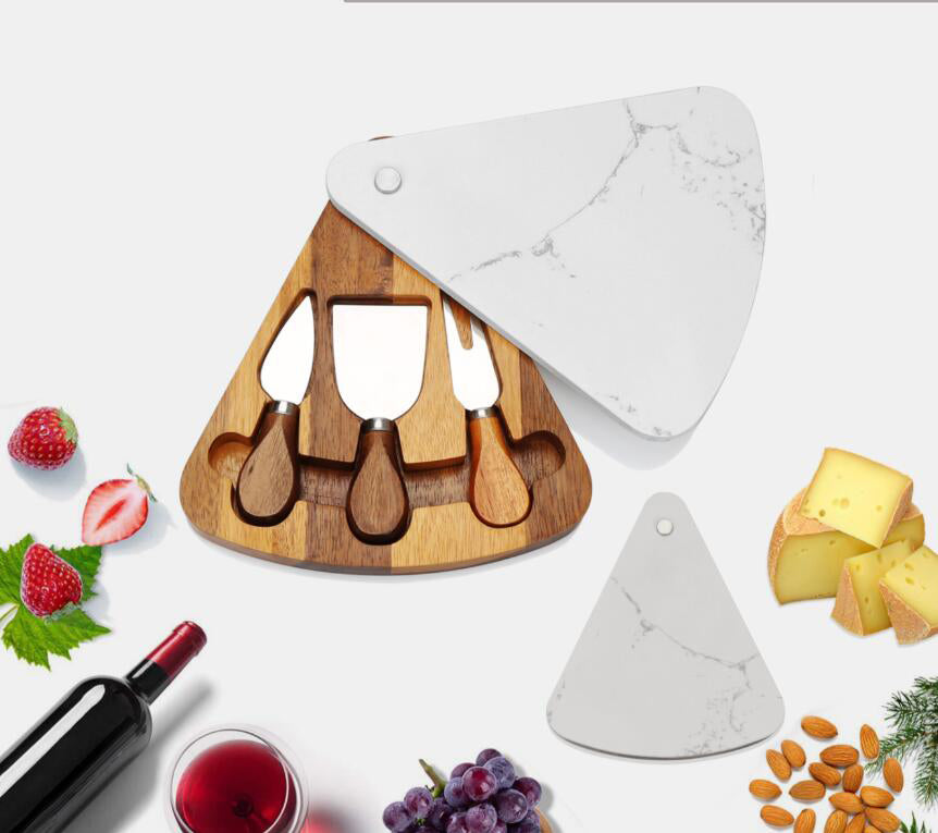 Juego de tablas de quesos de madera de mármol
