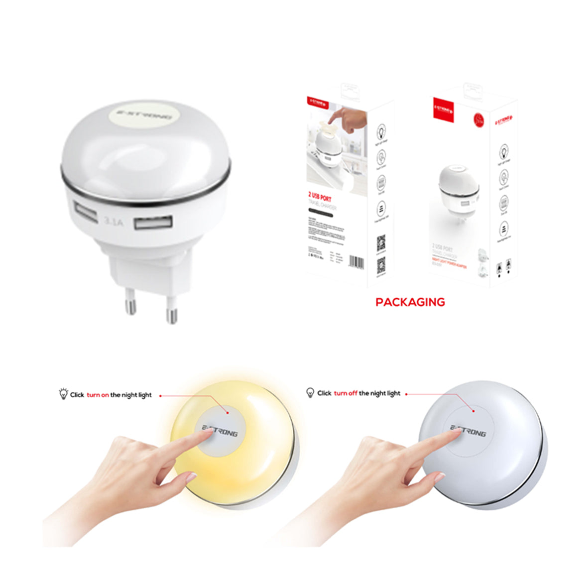 Chargeur mural Home Adapte avec lumière LED