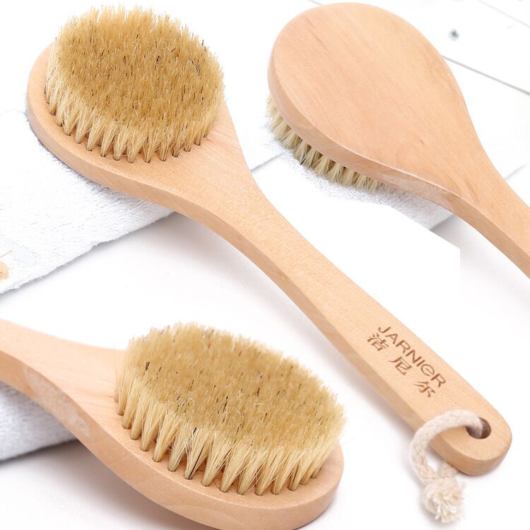 Cleaning Scrubber With Long Wooden Handle