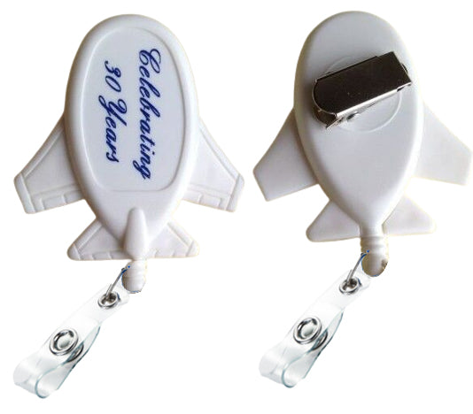 Badge Retractable Reel In Airplane Shape