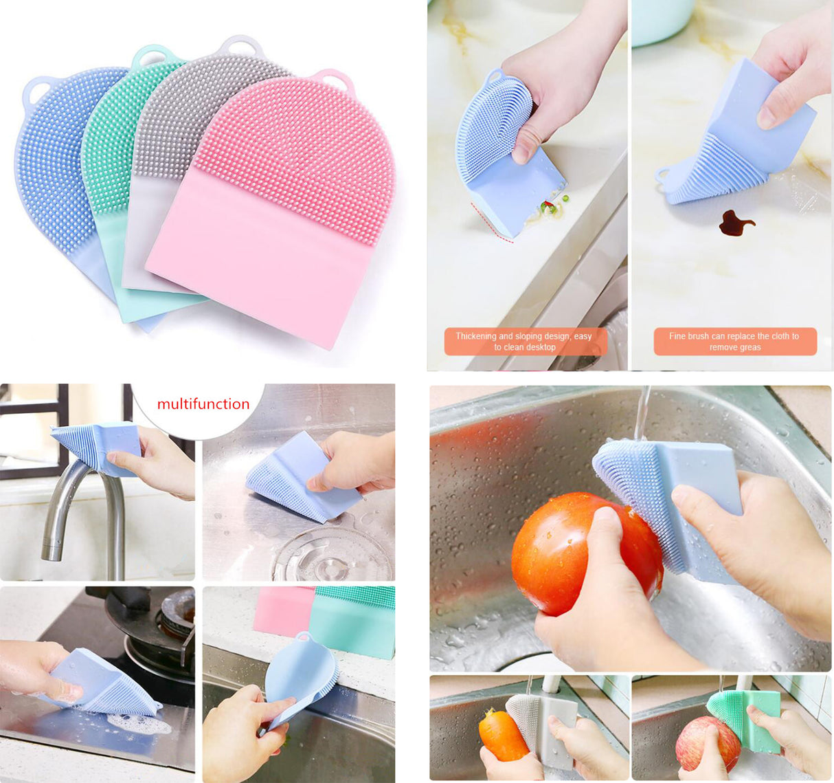 Estropajo de silicona 2 en 1 para platos