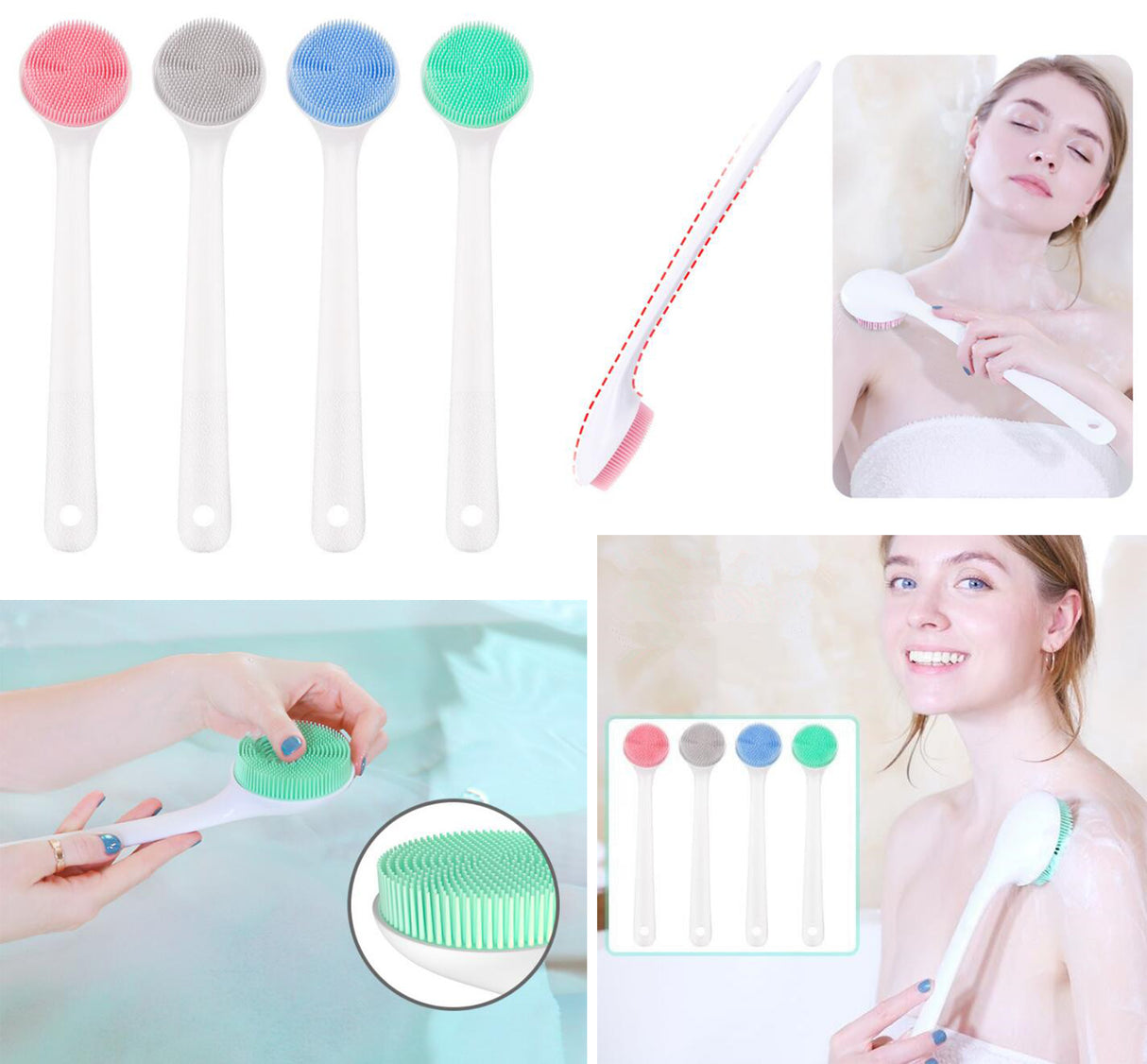 Brosse de bain à long manche pour douche