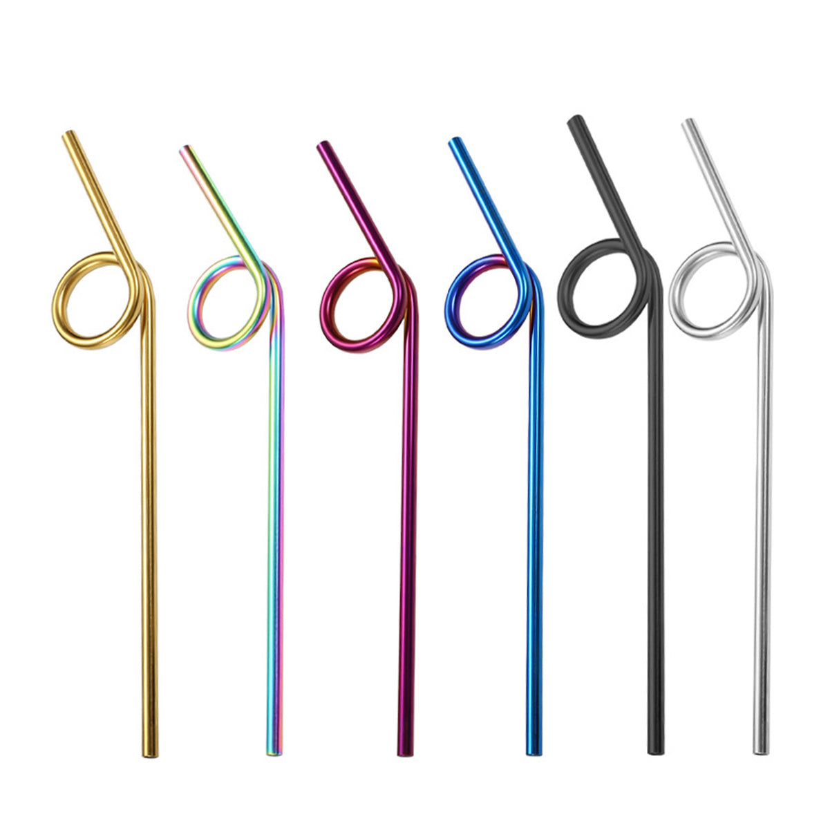 Pailles métalliques réutilisables à motif de boucle