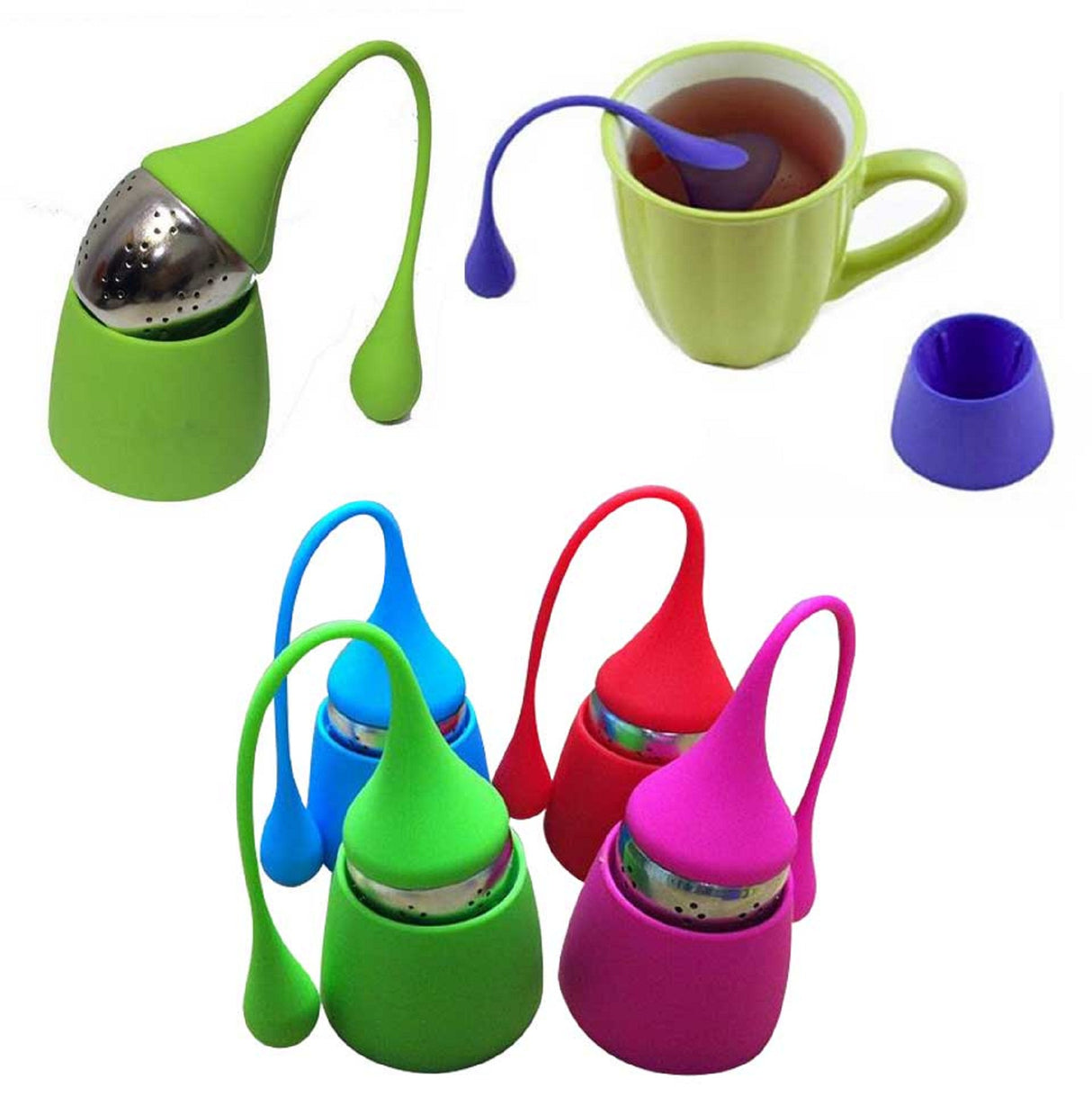 Infuseur à thé avec poignée en silicone et passoire à thé