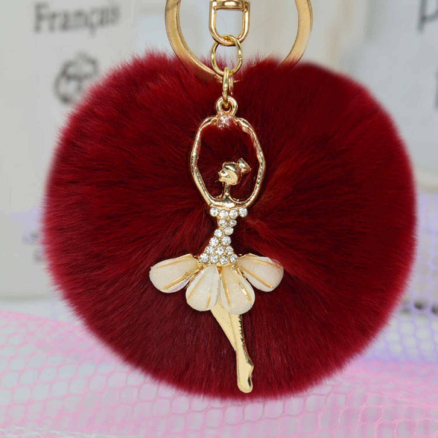 Fur Ball Key Chain Key Ring