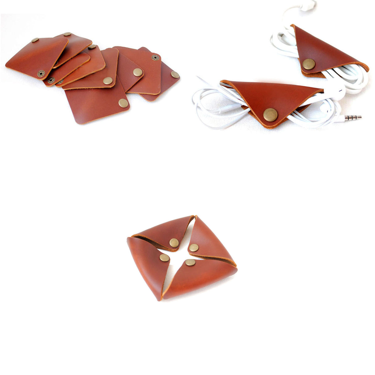 Triangle Pu Leather Cable Organizer Cord Keepers