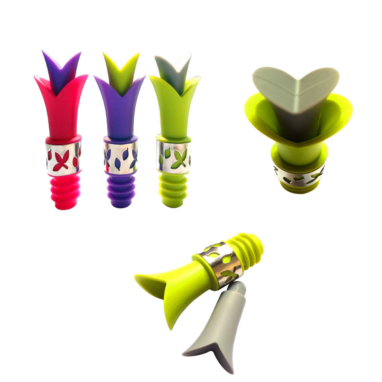 Tapón de silicona para botella con forma de lirio