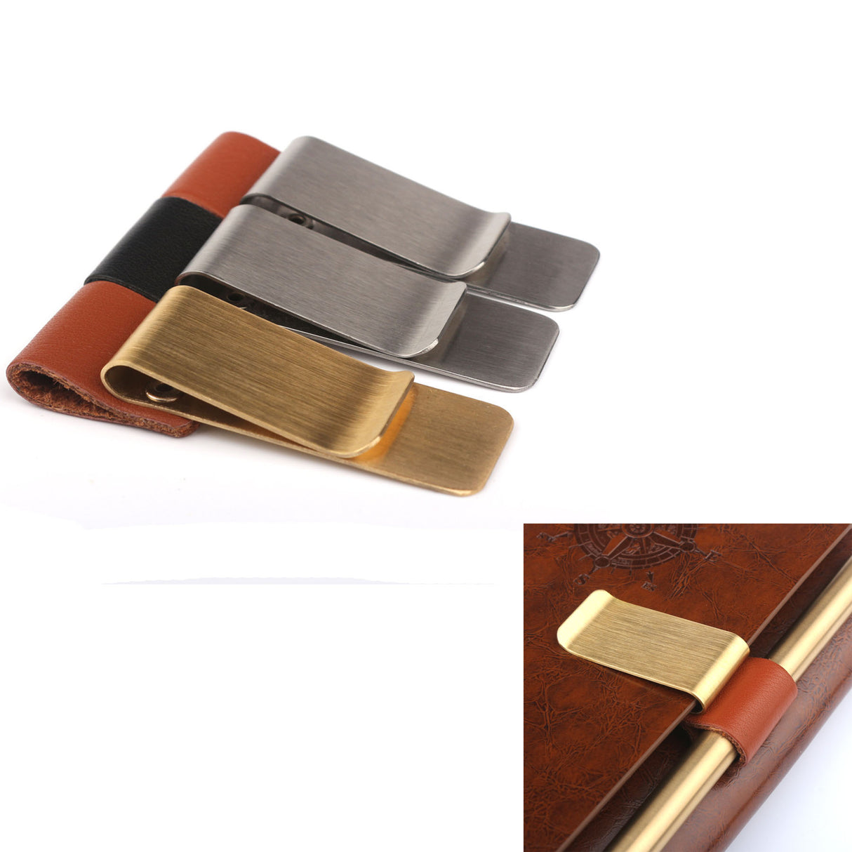 Notebook Leather Pen Holder Money Clip