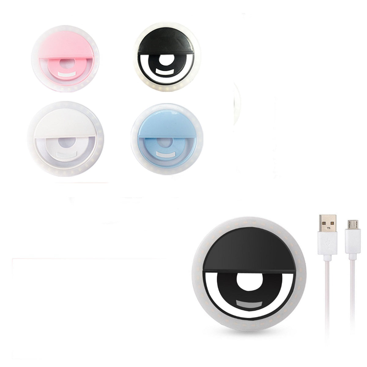 Luz selfie para teléfono con 24 burbujas LED recargable por USB