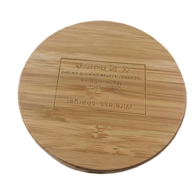 Chargeur sans fil rond en bambou 15 W