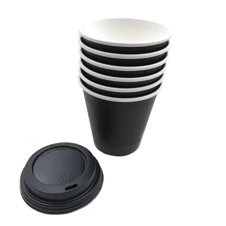 Vaso de papel negro de 4 oz con tapa