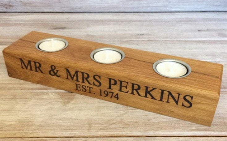 Portavelas de madera para té