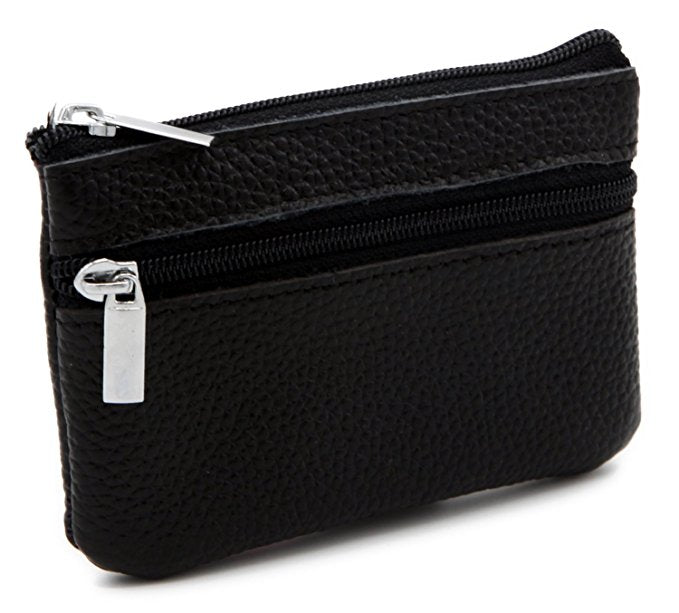 Mini porte-monnaie zippé en cuir