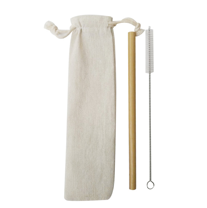 Pajitas y cepillo de bambú