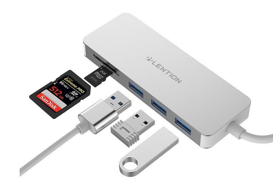 Hub combiné USB 3.0 Type-C avec lecteur de carte SD
