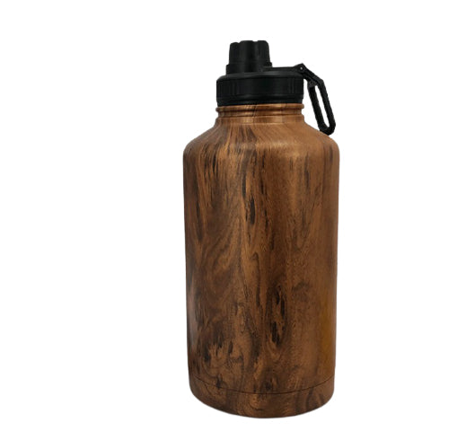 Botella de agua de acero inoxidable en tono madera de 32 oz