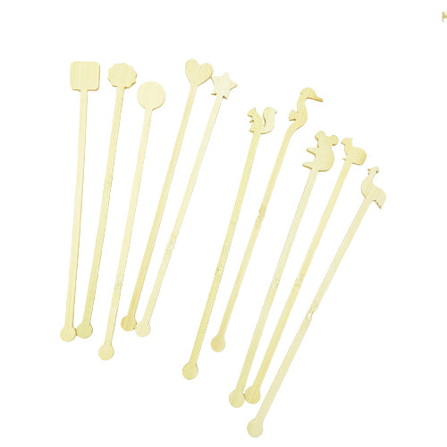 Wooden Heart Shaped Swizzle Sticks