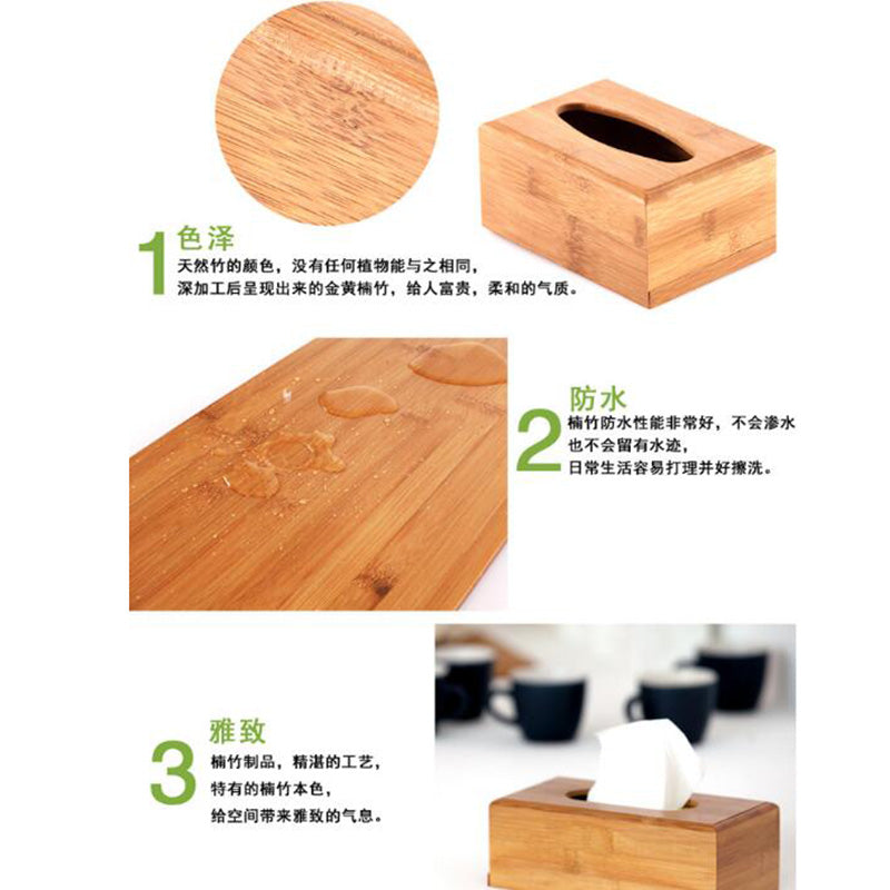Caja de pañuelos de bambú
