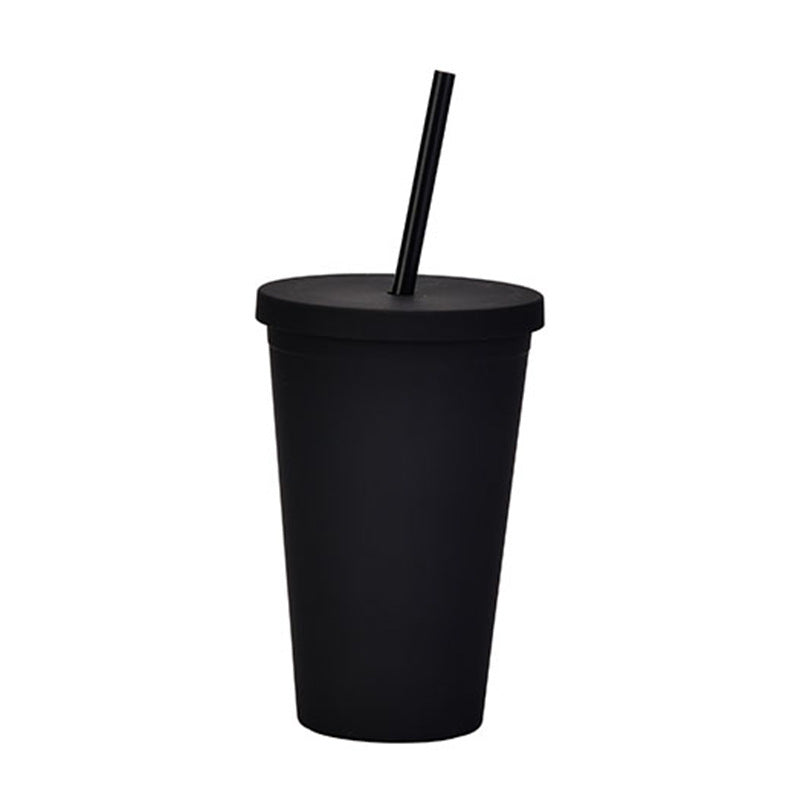 Vaso de doble pared de 16 oz con tapa y pajita