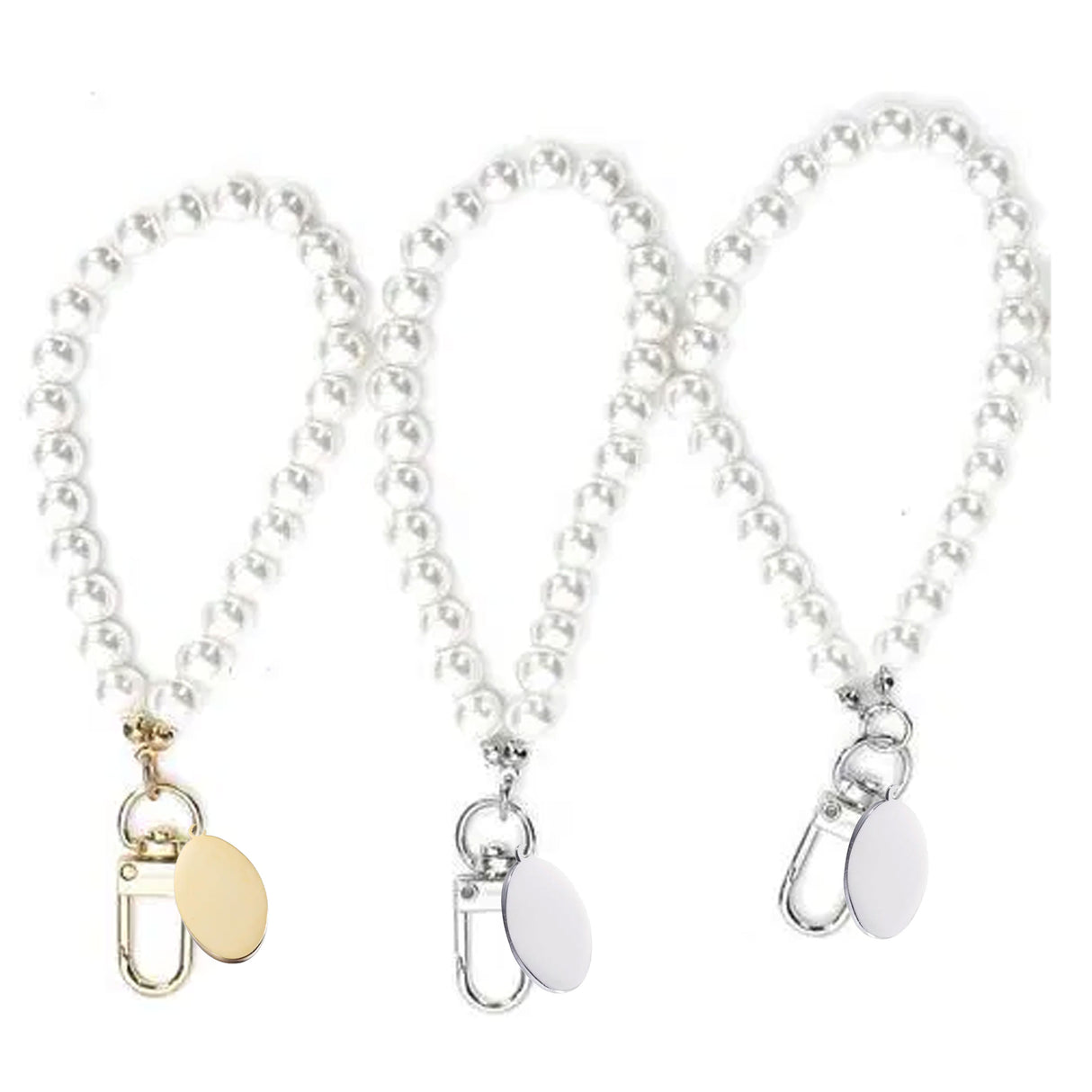 Porte-clés en perles d'imitation avec étiquette