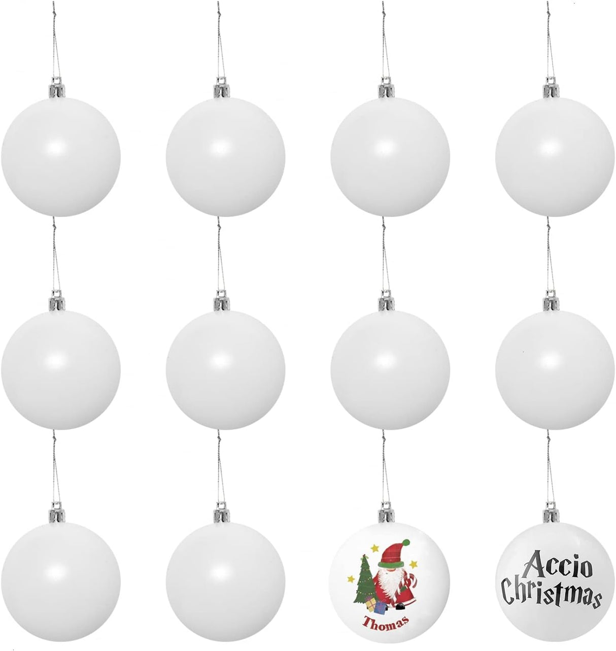 Boule de Noël mate avec ornements blancs