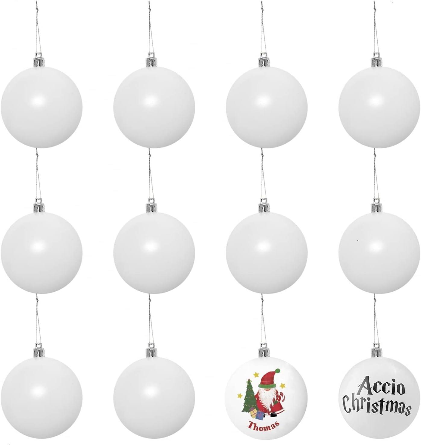 Boule de Noël mate avec ornements blancs