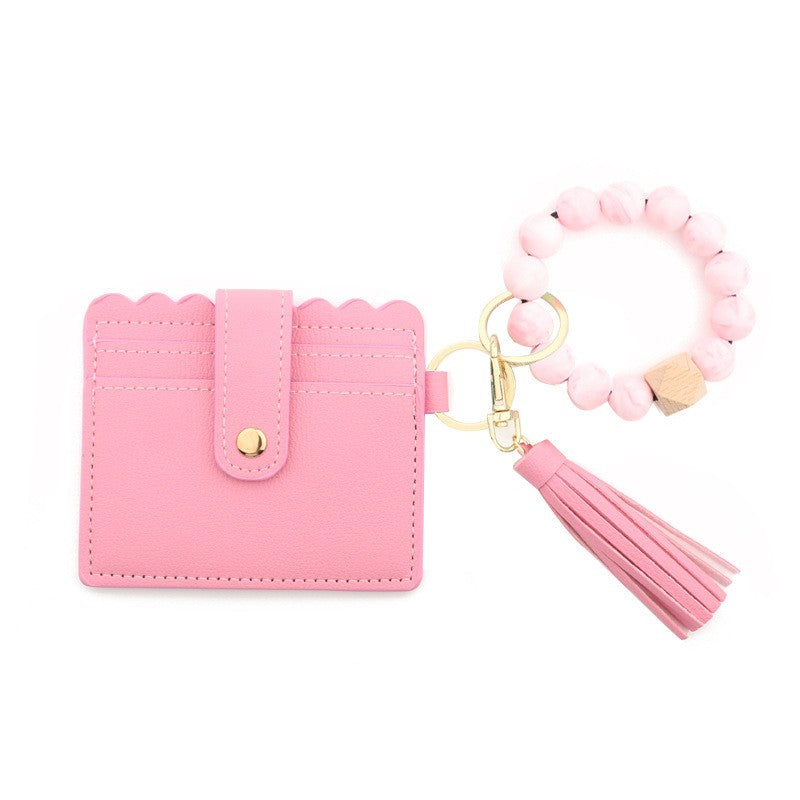 Pochette pour cartes et bracelets en perles de silicone