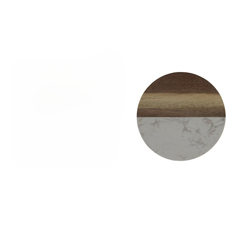 Round Marble Splicing Acacia Wood Coaster