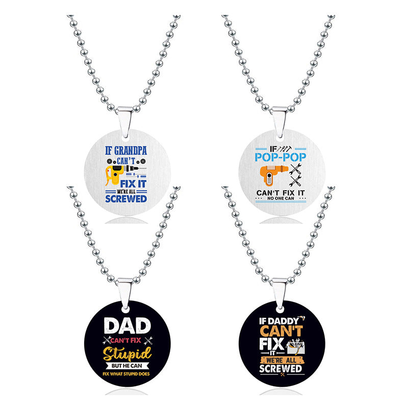 Collar redondo de acero inoxidable con marca