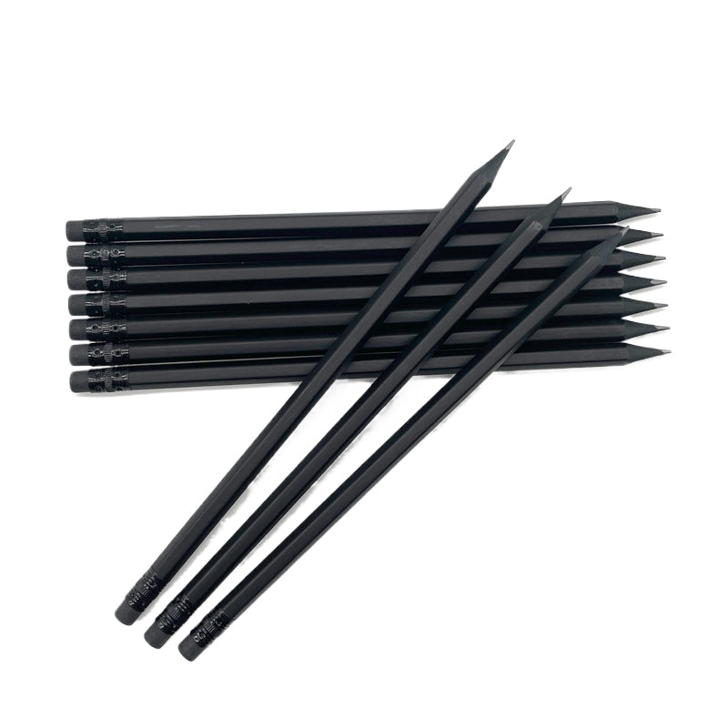 Lápiz de madera negra con borrador