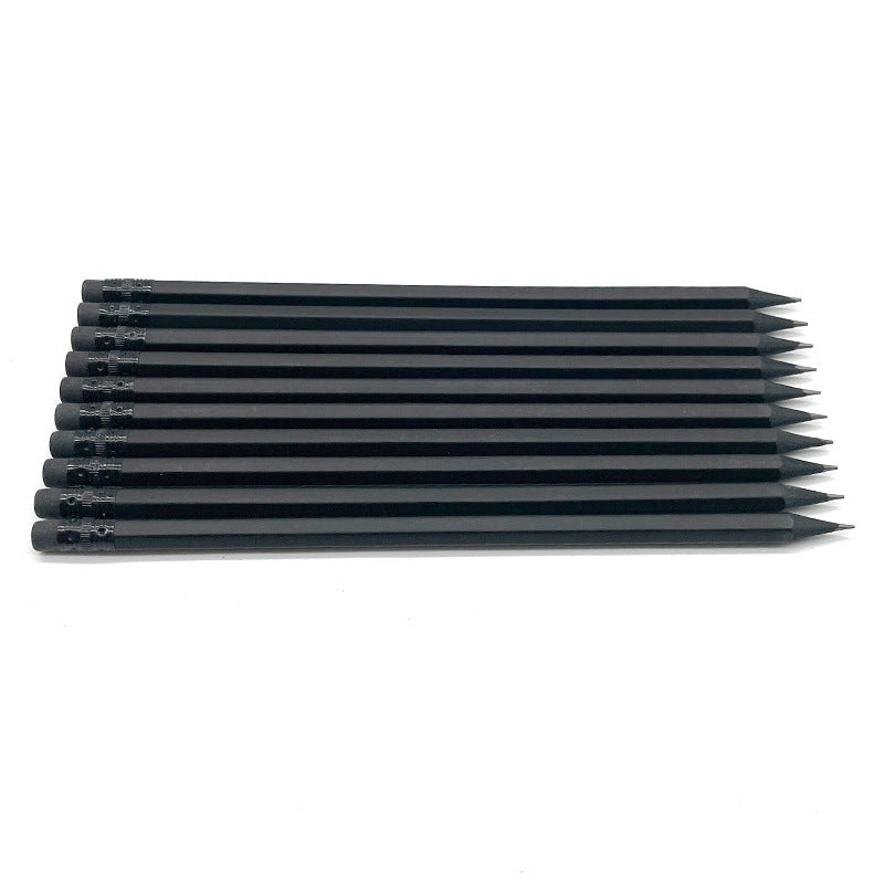 Lápiz de madera negra con borrador