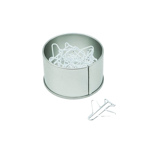 Tin Box With Airplane Shaped Paper Clips