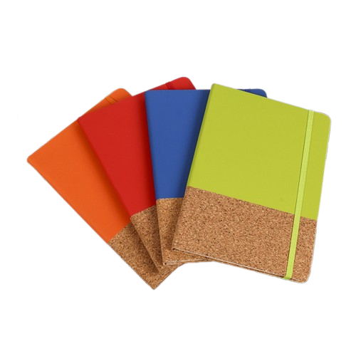 Cuaderno A5 de tapa dura de corcho y tela jaspeada