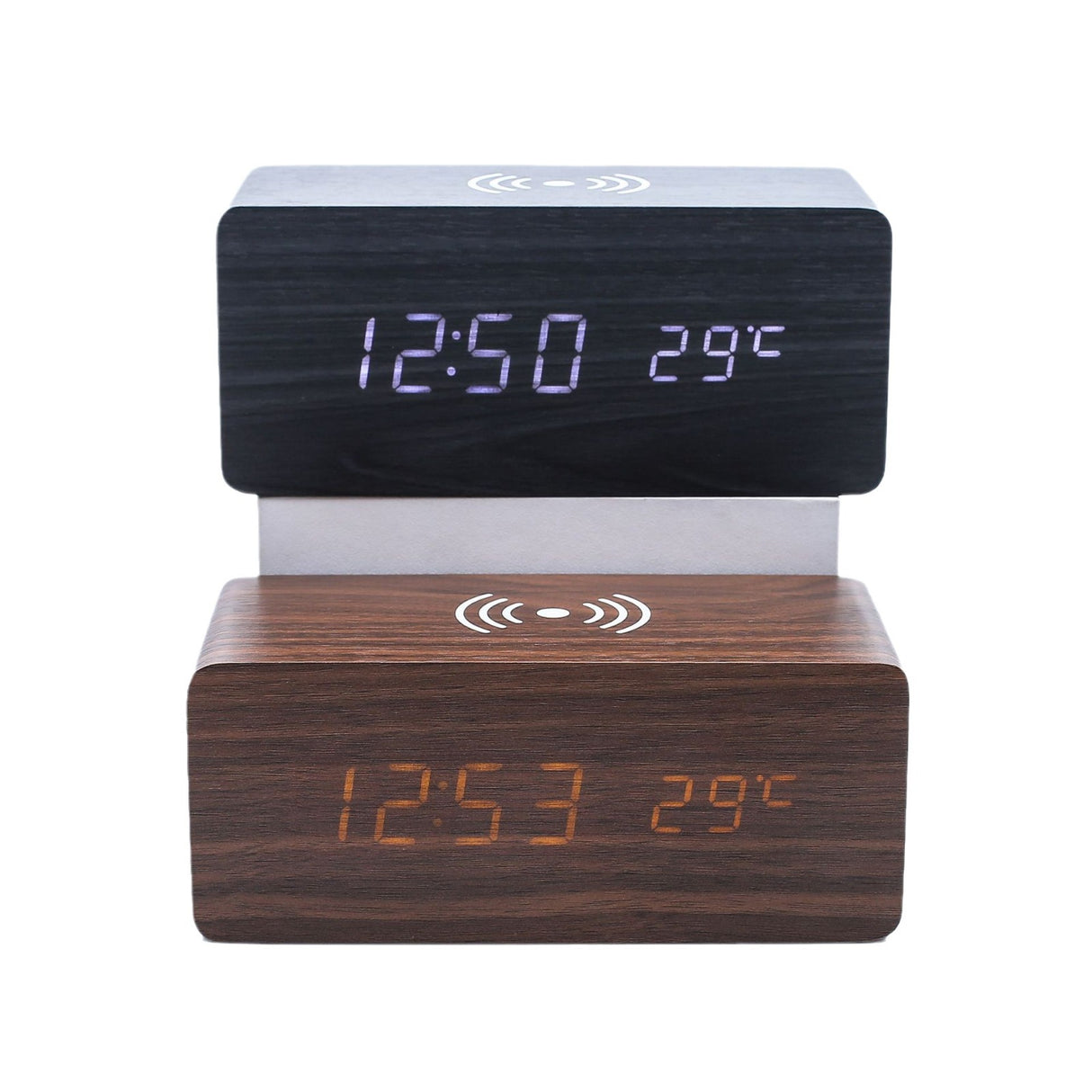 Led Wood Wireless Charging Clock