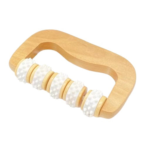 Masajeador de mango curvo de madera