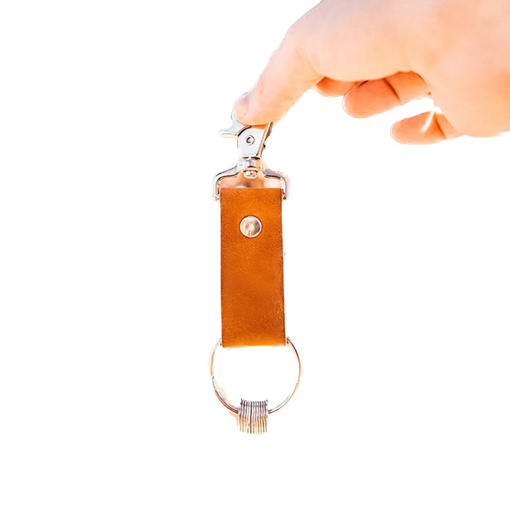 Leather Keychain With A Metal Disc