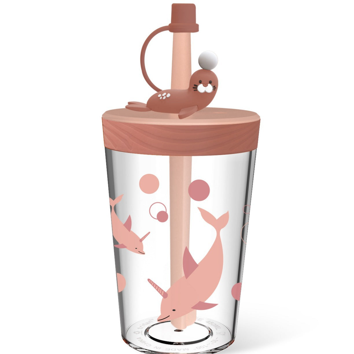 Taza de paja con forma de cabeza de dibujos animados